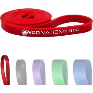 WOD Nation Assisted Pull-Up Band -10–35 lb, Red, 41-Inch Strap - Resistance Bands for Pull-Ups & Strength Training - Stretch Strap for Exercise & Mobility
 (Red)