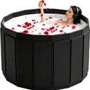 HAIKE Portable Bathtub Adult 153 Gal, 6-Layer Insulated Collapsible Tub with Dual Drainage, Non-Inflatable Foldable Bathtub for Adults, Portable Tub for Home Gyms Outdoor (Black 41.3x26.4 Inch)