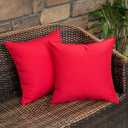 MIULEE Pack of 2 Decorative Outdoor Waterproof Pillow Covers Square Garden Cushion Sham Throw Pillowcase Shell for Spring Patio Tent Couch 18x18 Inch Red
