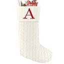 20 Inches Christmas Stockings with Initials,Knit Embroidered Letter White Christmas Stocking,Monogram Christmas Stocking for Famliy Holiday and Xmas Tree Fireplace (Letter-A)