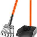 Pooper Scooper, Long Handle Dog Pooper Scooper for Medium Small Dogs Heavy Duty, Pet Supplies Stainless Metal Tray and Rake Set, Use on Grass, Dirt or Gravel