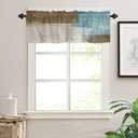 Vintage Abstract Art Curtain Valance for Farmhouse, Blue Gray Brown Geometric Windows Treatments Curtains Rod Pocket Valances for Living Room, Farmhouse, Bathroom, Bedroom Decoration, 54" x 18"