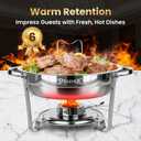 PTASYGK Round Chafing Dishes Buffet 3 Pack 5QT Silver Stainless Steel Lid