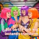 6 Pack Colored Short Bob Wigs and 6 Pcs Heart Sunglass Set, Neon Colorful Party Hair Wig for Women Costume Cosplay (Dark)