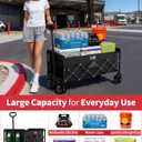34" Extra Long Foldable Wagon with All-Terrain Wheels, 260 LBS Capacity Collapsible Utility Cart for Grocery Shopping, Apartment Moving, Camping, Picnic, Sports Black