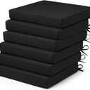 Outdoor Chair Cushions Set of 6 Fade Water Resistant, Patio Furniture Cushions with Non-Slip Ties,Square Cushions for Outdoor Furniture and Lawn Dining Chairs, 18.5 x 16 x 3, Black