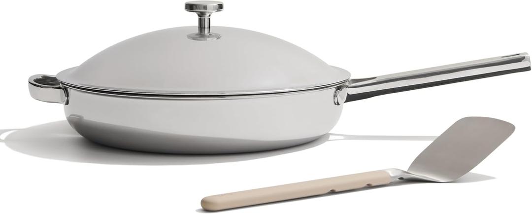 Our Place Titanium Always Pan Pro | 10.6" PFAS-Free Nonstick Frying Pan with Spatula | Chef-Grade Tri-Ply Stainless Steel & Aluminum Build | Induction & Oven-Safe up to 1000°F | Chrome