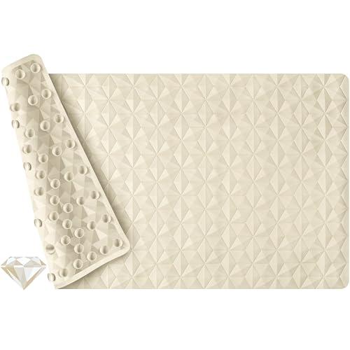 WRISIN Non Slip Bathtub Mat for Bath Tub Shower - Natural Rubber Mat with 241 Suction Cups - Soft Bathroom Safety Mat - Unique Diamond Pattern - Fatigue Relief - Machine Washable - 16 × 28 Inch