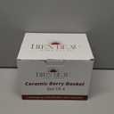 Ceramic Berry Basket, Farmhouse Colander, Farmers Market square Bowl. Rustic Kitchen decor fruit bowls, Fruit Baskets, Bleu White and Blueberry pattern Stoneware Harvest Bowls Set of 4