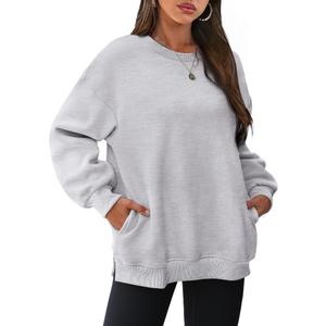 WIHOLL Womens Oversized Sweatshirts Crewneck Long Sleeve Tops Fleece Pullover Fall Fashion Clothes with Pocket, M