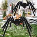Halloween Decorations Spider for Halloween ,2 pcs black/green and black/orange