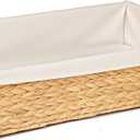 Under Bed Storage Hand Woven Water Hyacinth Underbed Storage Basket for Bedroom, Underbed Storage Basket with Liner, Large Wicker Bed Storage Bin Fits Under Bed (30.7″×19.7″×6.3″, 60L)