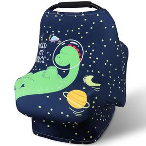 Car Seat Canopy Nursing Cover for Babies, Metplus Baby Carseat Cover Carrier Cover Breastfeeding Cover for Boys Girls, Soft Stretchy Breathable and Easy to Use, Infant Shower Gifts Newborn Essentials