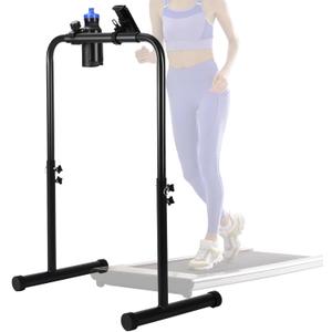 Leinuosen Large Handle Bar for Walking Pad Only with Phone Holder and Cup Holder Adjustable Handrail Height Comfortable Grip Stainless Steel Frame Overbold Stable