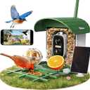 Bird Feeder with Camera, 10000 AI Smart Bird Feeders Solar Powered, 2.4G WiFi, 2K HD and Instant Alerts, Bird House Feeder for Outdoors, Ideal for Parents, Lovers(Green)
