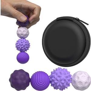 Large Magnetic Sensory Fidget Ball Toy, 4Pcs Silicone Sensory Stress Relief Toys for Adults, Teens with Autism, ADHD, Anxiety, Stocking Stuffers for Women Men Teen Gift (Purple-4, Large)