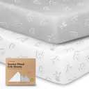 KeaBabies 2-Pack Organic Crib Sheets for Boys, Girls - 52x28 Fitted Crib Mattress Sheet Neutral, Breathable Jersey Cotton Cover for Baby Bed, Toddler Mattress, Soft & Cute Prints (ABC Land Cloud)