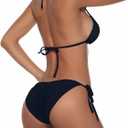 Women Two Piece Bikini Swimsuit Sexy Bathing Suits Halter Triangle Tops String Bikini Sets (Black, S)