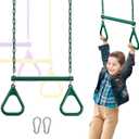 Duty Ring Trapeze Bar for Backyard-16.5" Trapeze Swing Bar- Swingset Accessories Outdoor with 47" Coated Chains 2 Snap Hooks (AB010004-2)