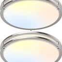 16 Inch 50W LED Ceiling Lights, Dimmable Brushed Nickel Flush Mount Ceiling Light, 2700K/3000K/4000K/5000K/6500K Adjustable, 5400LM Super Bright Ceiling Lamp for Bedroom Kitchen Office, 2-Pack