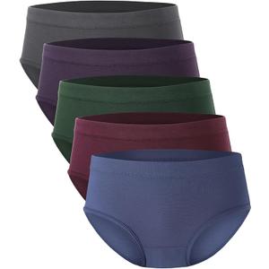 BAMBOO COOL Womens Underwear, Moisture-Wicking Briefs, Soft and Breathable Panties, Mid Waist, 5-Pack, M