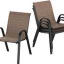 Soohow Stackable Outdoor Dining Chairs Set of 4, Textilene Patio Chairs with Powder-Coated Metal Frame, Ideal All Weather Outdoor Armchair for Backyard, Balcony and Poolside