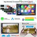 7" Double Din Car Stereo Compatible with Wireless Apple Carplay Android Auto|Bluetooth 5.2|180W Outputs|Subwoofer|FM|AM|USB|38W Fast Charge|Physical Knob|Backup Camera|Stereo for 7x4.02 2 DIN Size