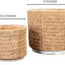 2-Piece Brown Knitted Texture Concrete Planter Set - 6" & 3.9" Indoor Decorative Pots for Plants, Succulents & Flowers | Rustic Farmhouse Home Decor (Non-Drainage Cache Pots)