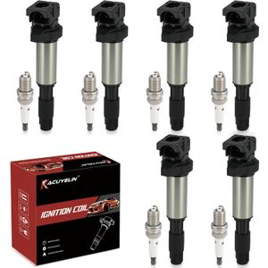 UF522 Ignition Coil Pack and Iridium Spark Plugs Set of 6 Compatible with 2001-2008 For BMW 320i 325Ci 325i 325xi 330Ci 330i 330xi 525i 530i 760i 760Li M3 X3 Z3 Z4 2.2L 2.5L L6,Replace#,UF515