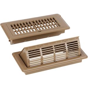 Floor Vent Covers, 4x10 Adjustable Heat Air Vent Deflectors, 2-in-1 Floor Register, Vent Covers for Home Floor, Office, Ceiling, 2 Pack, Tool-Free Installation (Brown)