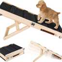 Adjustable Dog Ramp for Small Dogs, Portable Folding Pet Ramp Ladder, Non-Skid Dog Stairs Mat, Adjustable from 10" to 19" High, Wooden Cat Ramps for Couch Car High Beds (30 lbs Rated Weight)