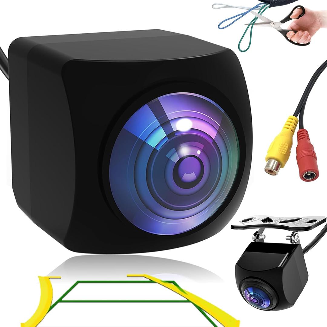 Ultra-Clear 1080P AHD Backup Camera - 170 Wide Angle Rear View Camera with Super Night Vision, IP69K Waterproof, 6-Layer Glass Lens, Universal Parking Camera for 12V Cars, Trucks, SUVs, RVs