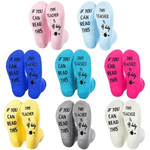 If You Can Read This This Socks For Women Teacher Off Duty Gift Socks Size 6-11W, Gray