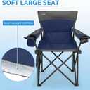 Oversized Camping Chair for Adults - 2 Pack Padded Lawn Chairs with Cup Holder & Side Pocket,Heavy Duty Folding Outdoor Chairs for Camp,Sports,Picnic,Beach,Dark Blue, 56 cm x 53 cm x 90 cm