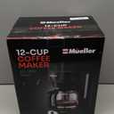 Mueller 12-Cup Drip Coffee Maker - Borosilicate Carafe, Auto-Off, Reusable Filter, Anti-Drip, Keep-Warm Function, Clear Water Level Window Coffee Machine, Kitchen Essentials & Accessories (Black)