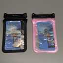 Niveaya Double Space Waterproof Phone Pouch - 2 Pack, Waterproof Phone Lanyard Case with iPhone 16/15/14/13/12 Pro Max up to 8.3", Phone Dry Bags for Vacation Beach Pool Kayak Cruise Travel Essentials (Black + Pink)