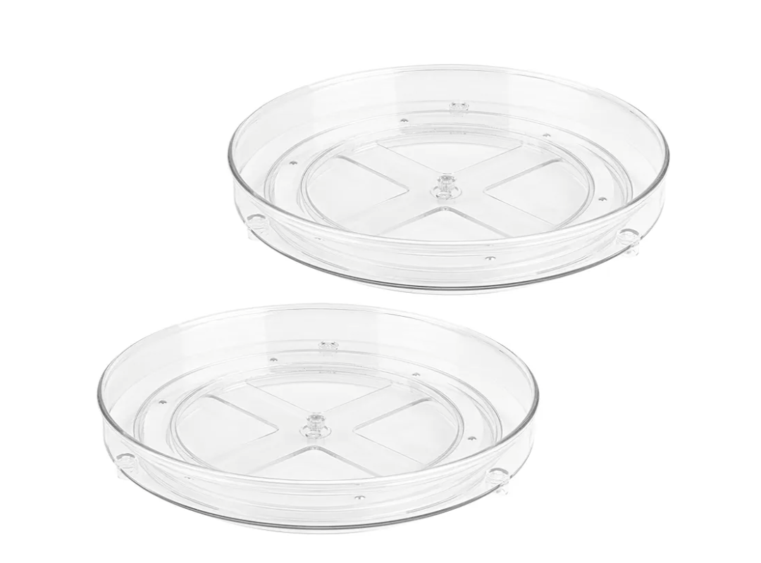 Clear Lazy Susan Organizer - 9 Inch Turntable for Cabinet to Maximize Storage and Simplify Accessibility in Kitchen, Bathroom, and Pantry Spaces. (2-Pack)