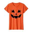 Funny Jack o Lantern Pumpkin face Eyelashes for Halloween T-Shirt, Women, Orange, M