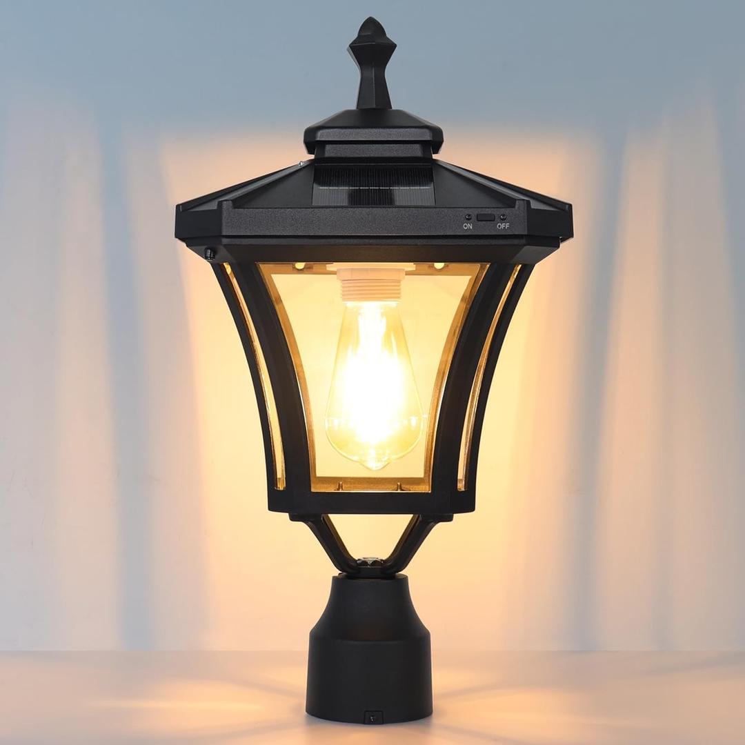 Outdoor Solar Lamp Post Light, WG4345Q-A Dusk to Dawn Bright Colored LED Waterproof 3-Inch Aluminum Post Light for Pole Deck Yard Garden Gates Patio Walkway, 18 x 7.68 x 7.68 inches