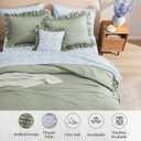 BLOOMHAVEN Full Comforter Set - 7 Pieces Ruffle Sage Green Bedding Sets, Shabby Chic Farmhouse Bed in a Bag Full with Ruffle Comforter, Floral Sheets, Pillowcases & Shams