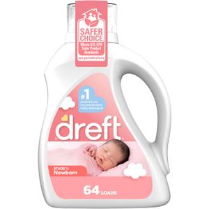 Dreft Stage 1 Newborn Baby Liquid Laundry Detergent, Gentle on Sensitive Skin, HE Compatible, 64 loads (92 Fl Oz (Pack of 1))
