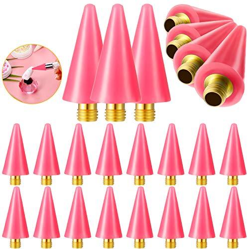 Blulu 16 Pcs Wax Head Tips Rhinestone Picker Tool Rhinestones Replacement Diamond Painting Tips for Nail Dotting Pen to Pick up Nail Gem Jewelry, Wax Head Accessories(Pink)