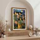 AVECCO Gustav Klimt Style Village Night Wall Art Framed Canvas 20x30 inch