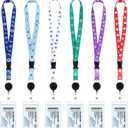 6 Pcs Cruise Lanyards for Cruise Ship Cards, Cruise Lanyard Retractable Cruise Ship Lanyards with Waterproof Detachable Badge Holder for Cruise Ship Essentials (Simple Style)