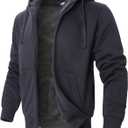 Men's Winter Jacket Heavyweight Fleece Hoodies Full Zip Up Sherpa Lined Fleece Sweatshirt Black Small (Black, S)
