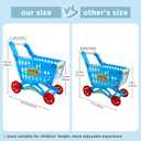 deAO Kids Shopping Cart Trolley for Groceries Toddlers 65 Food Fruit Vegetables Pretend Play Food Role Play Educational Toy Play Kitchen Toys Store Playset (Blue)