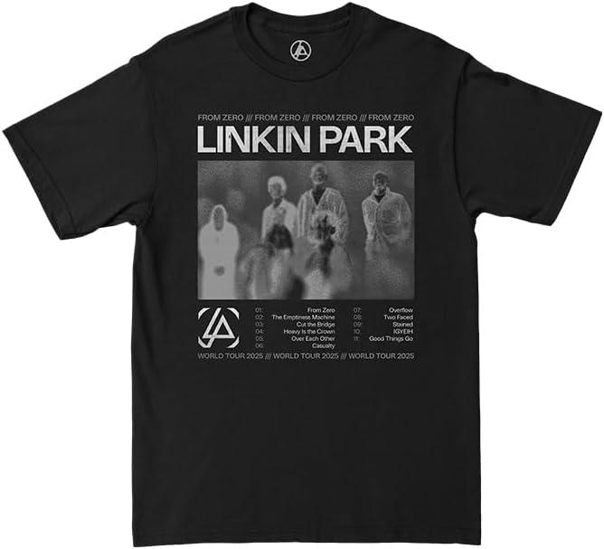 Linkin Park Unisex-Adult Zero Official Merch Song List Tour T-Shirt (Medium, Washed Black)