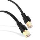 Cat8 Ethernet Cable 10FT - 40Gbps 2000MHz High Speed LAN Cable with Gold-Plated Connectors Shielded for Indoor/Outdoor Use (30AWG Heavy Duty)
