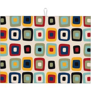 Mid Century Modern Retro Dish Drying Mat for Kitchen Counter Vintage Decorative Dish Drainer Rack Mats Washable Absorbent Reversible Microfiber Drying Pad Kitchen Accessories 18"x24"