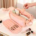 Travel Makeup Bag for Women, Large Capacity Waterproof Cosmetic Bag, Portable Toiletry BagsPouch with Divider & Handle